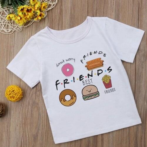 Cute Style T Shirt Boy Best Friend Fashion Food Printed T-shirt Girl White Kid Clothes Kawaii Short Sleeve Top 0165