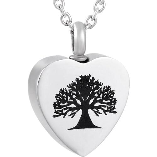 IJD9811 Stainless Steel Multi color Blank Heart Charm Tree OF LIFE Cremation Ashes Necklace Jewelry