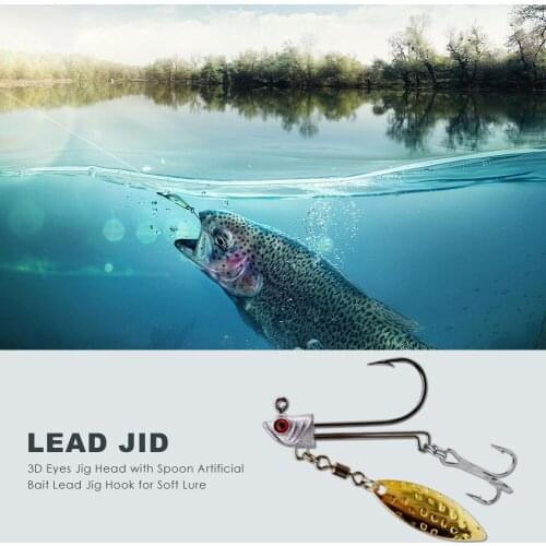 4cm/7g 5cm/10g 6cm/17g Jig Hook 3D Eyes Compression Resistance Outdoor Fishing for Soft Lure Lead Jig Head with Spoon