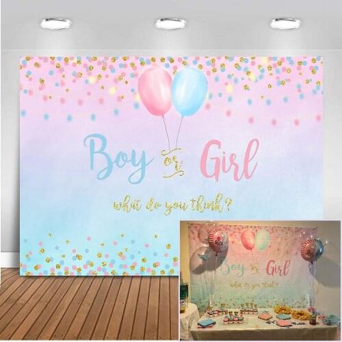 Neoback Gender Boy or Girl Party Decoration Banner Photo Background Glitter Balloon Design Photography Backdrop