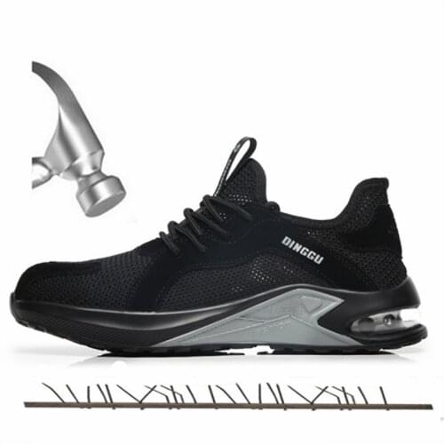 Men Safety Shoes Steel Toe Work Shoes for Men Anti-smashing Puncture Proof Construction Breathable Air Buffer Sneaker