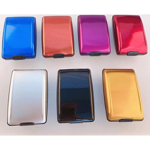 1 Pc Men Aluminum Bank Card Holder Blocking Hard Case Wallet Solid Credit Card Anti-rfid Scanning Protect Card Holder Box Casual