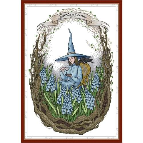 Spring in the Wizarding World cross stitch kit aida 14ct 11ct count printed canvas stitches embroidery DIY handmade needlework