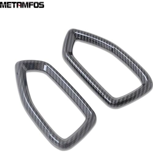 For Hyundai Santa Fe 2019 2020 Carbon Fiber Air Condition Vent Outlet Cover Trim Decoration Frame Inner Accessories Car Styling