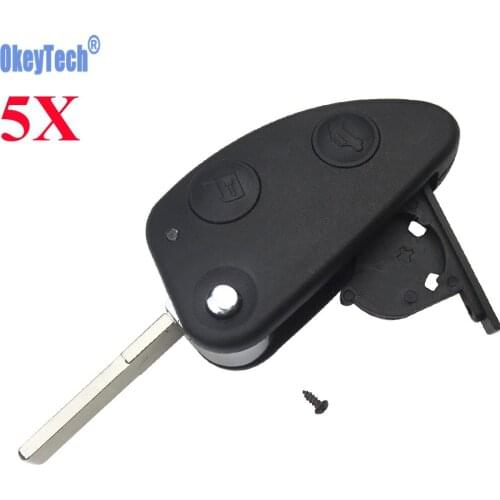 OkeyTech 5PCS/LOT New 2 Buttons Uncut SIP22 Blade Remote Car Key Case Shell Flip Fob Car Key Shell for Alfa Romeo 147 156 166 GT