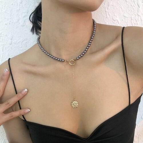 Irregular Round Pendant Necklace for Women Beaded Clavicle Chain Short Necklaces Female 2021 Fashion Jewelry Simple New