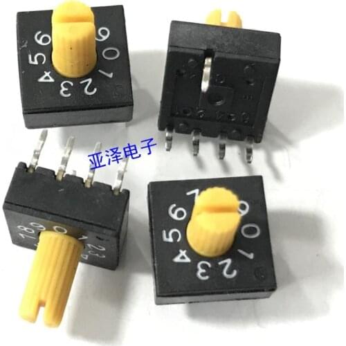 1 Piece 0-9 rotary coding switch DIP switch 10 gear PCB coding switch 8421C positive code 4:1 with handle