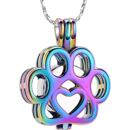Pet Cremation Jewelry for Pets Cat Dogs Ashes Pendant Paw Print Pet Urn Necklace with Hollow Case Keepsake Jewelry for Ashes