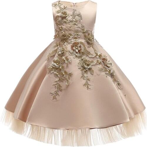 Seller recommended 2019 girls 3D flower dress embroidered beaded flower girl wedding dress childrens party fluffy evening dress