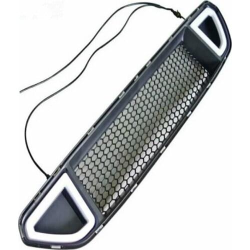 Car Racing Grille For Ford Mustang Grill 2015-2017 Black Radiator Mesh Front Hood Bumper Modify RTR LED White Light