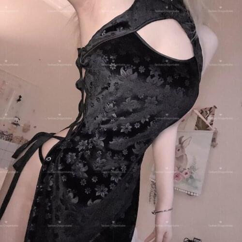 Sexy Cosplay Costume Black Cheongsam Erotic Anime Ladies Babydoll Dress Women Uniform Maid Outfit Dress Ropa Sexy Para El Sexo