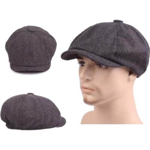 New Retro Newsboy Caps Men Octagonal Hats Black British Painters Hats Autumn Winter Berets Flat Caps