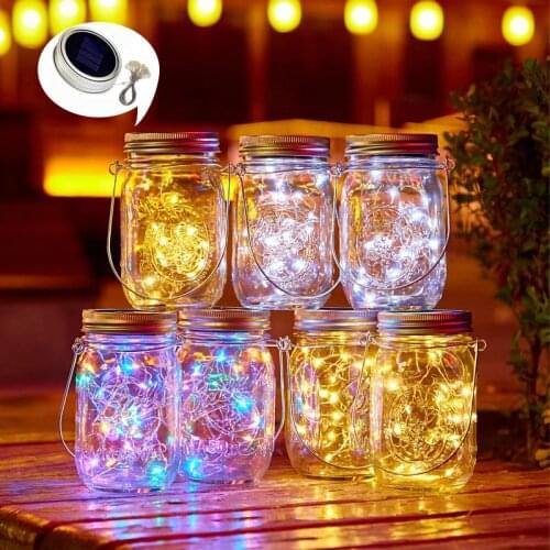 10/20 LED Solar Can Light String Fairy Firefly Light with Cover Insert Garden Christmas Decoration Cover Light Christmas Decor