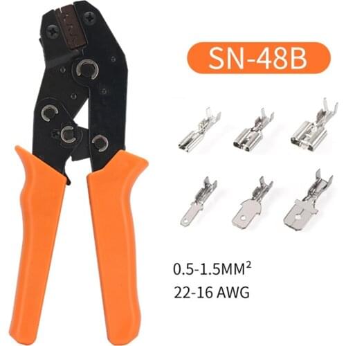 Terminals Ratchet Wire Crimping Pliers Interchangeable Dies SN-48B 0.5~1.5mm2 / 22~16AWG Electrician Cold Press Tools