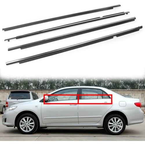 For Corolla 2009 2010 2011 2012 Door Belt Molding Weatherstrip for Toyota 4PCS Chrome L&R Front&Rear