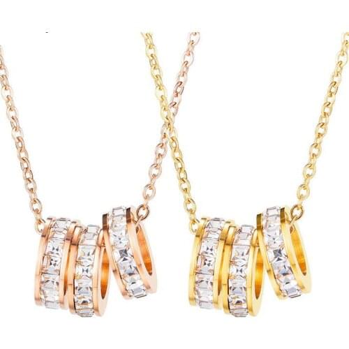 Yobest Top Quality Fashion Crown Pendant Necklace for Women Retro Vintage Classic Rose Gold Color Cubic Zircon Stone Jewelry