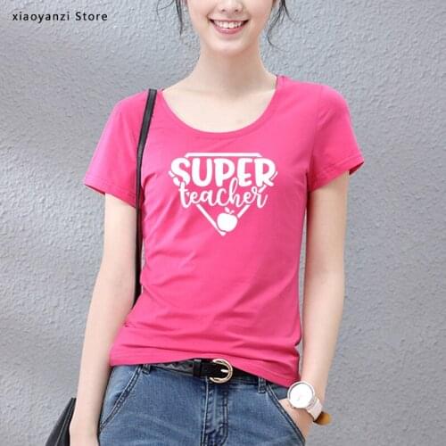 Super teacher Print Women tshirt Cotton Hipster Funny t-shirt Gift Lady Young Girl 5 Color Top Tee students top-713