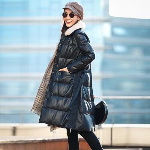 Genuine Leather Mink Fur Collar Down Jackets Winter Jacket Women 100% Real Sheepskin Coat Chaqueta Mujer MY3948