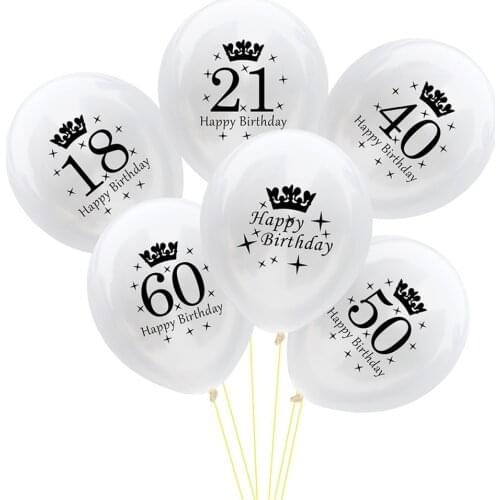 10Pcs Age Transparent Balloons Air 18 21 30 40 50 60 Years Happy Birthday Party Decorations Adult Helium Clear Balloons