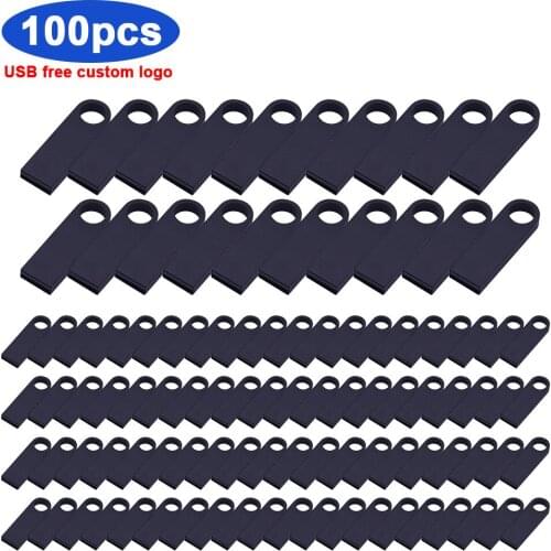 100pcs/lot free logo metal pendrive 2.0 4gb 8gb 16gb 32gb 64gb USB Flash Drive 128G Pen drive waterproof usb sticku-disk gift