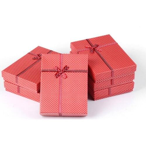 Pandahall 2pcs Jewelry Cardboard Boxes with Bowknot Sponge Inside Rectangle Present Gift Box for Jewelry Necklace 160x120x30mm