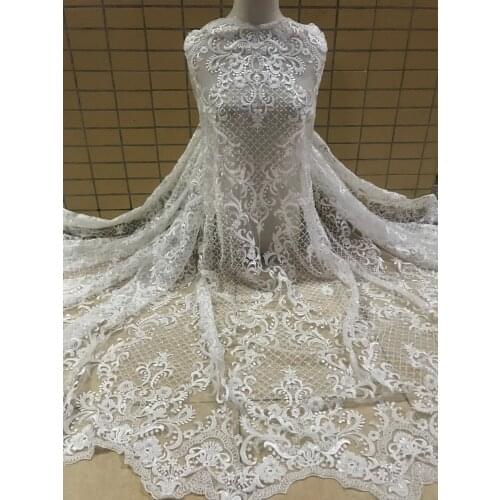 5 yards New arrival African net lace with full beads Graceful ZH-1088817 French embroidery lace fabric