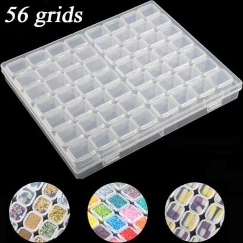 56/28/224/448 Cells Plastic Storage Box Stickers Sets for Diamond Painting Embroidery Accessories Tools Container Box Holder