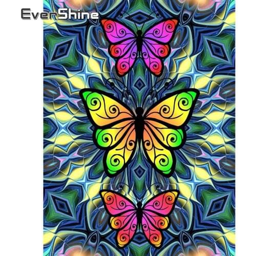 EverShine Diamond Embroidery Full Drill Square Animal 5D Diamond Painting Butterfly Picture Of Rhinestones Mosaic Handmade Gift