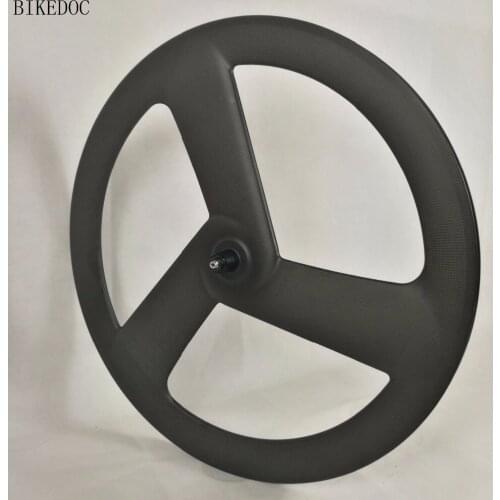 BIKEDOC 700C 23MM Width Carbon 3 Spoke Wheel Fixed Gear Bicycle Wheels Tubular And Clincher Tri Spoke Wheel
