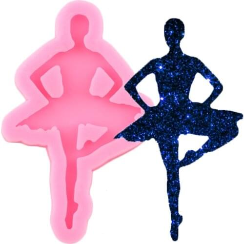 Shiny Glossy Ballerina Silicone Mold Ballet Dancer Girl Keychain Epoxy Resin Molds Charms Necklace Jewelry Pendant Clay Moulds