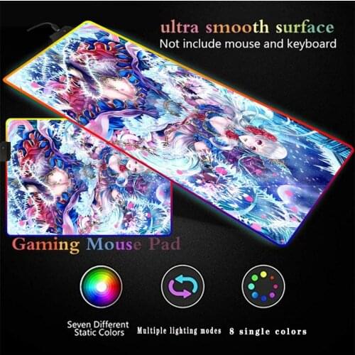 Sexy Anime RGB Large Gaming Mouse Pad Gamer Big Mouse Mat Computer Mousepad Led Backlight Surface Mause Pad Keyboard Desk Mat