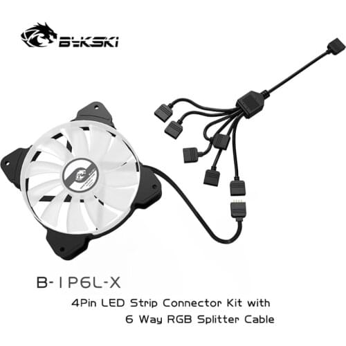 Bykski RGB 1-6 Fan Splitter A-RGB Cable 5V/12V 1To 6 Hub Expand Extender Ports Motherboard AURA SYNC B-1P6L-X