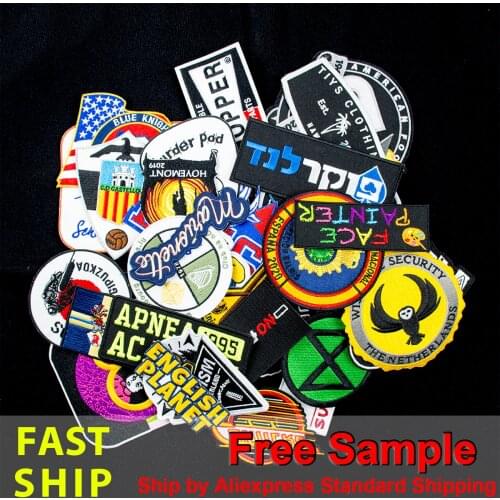 Fast Ship Free Sample Iron on Patch for Clothing Embroidered Motorcycle Biker Badges Sew on Decoration Customized