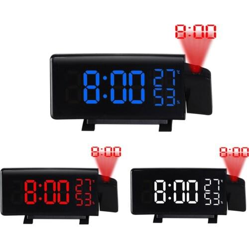LED Digital Projection Alarm Clock Watch Table Electronic Desktop Clocks USB Wake up FM Radio Time Thermometer Display Mirror