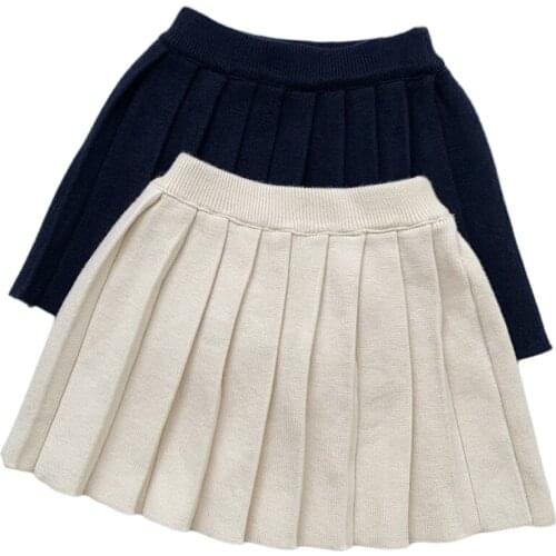 1-7Yrs Baby Toddler Childrens Clothing School Girls Knit Skirt Bottoming Princess Pleated Skirts Cotton Kids Children Clothes
