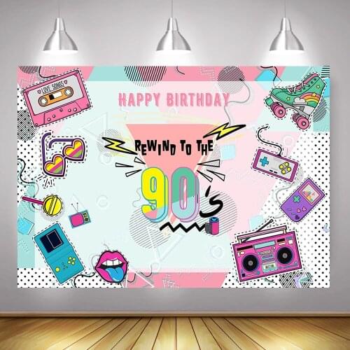Rewind to the 90s Themed Birthday Backdrop Photo Shoot 80s Music Hip Hop Party Background Photography Graffiti Wall Radio