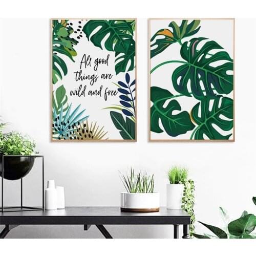 Canvas Painting Modern Nordic Tropical Rain Forest Plant Flamingo Leopard Poster Nature Leaft Decor Picture Print Cuadros