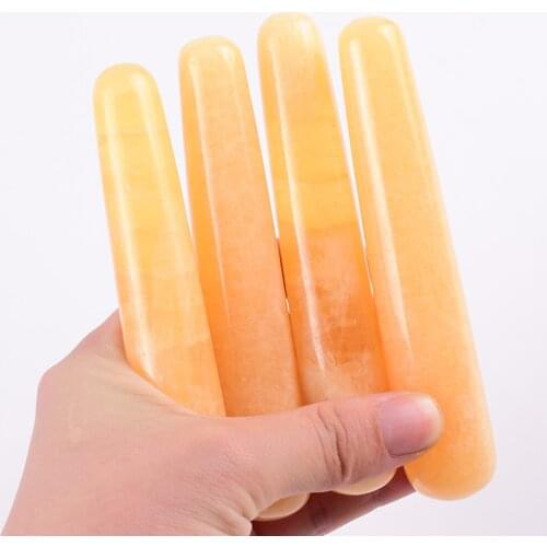 Crystal Massage Wand Gua sha Tool Eye Health Care Acupoint Pen Body Natural yellow Jade Massager Face by self Healing yoni Wand