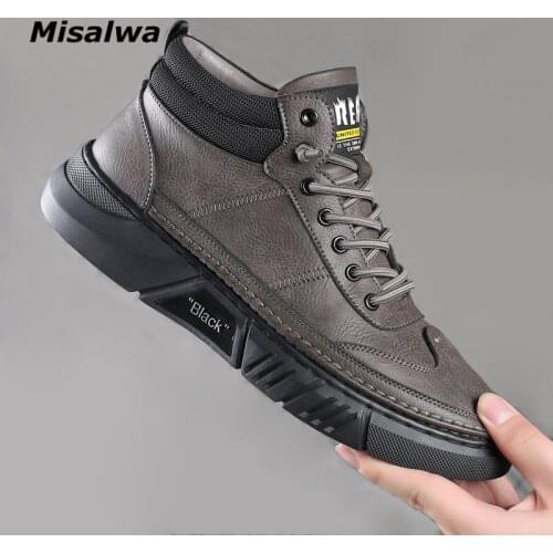High Top Casual Men Sneakers Cow Split Leather Leisure Designer Shoes Misalwa Zapatos Spring Winter Plush Luxury Shoes 2021