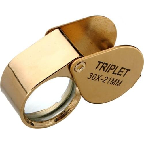 Magnifier 30x 30x21mm Jewelers Gold Eye Tool Jewellery Folding Loupe Glass Lens Magnifying Triplet Glass Jewelry Diamond