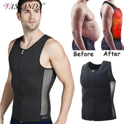 Men Slimming Vest Body Shaper Compression Shirts Shapewear Neoprene Sauna Undershirts Workout Waist Trainer Tank Tops Gym Belts
