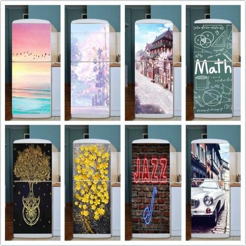Kitchen Adhesive Fridge Door Cover Wallpaper Dishwasher Fridge Wrap Sticker Kids Art Fridge Door Cover Sticker Autocollant