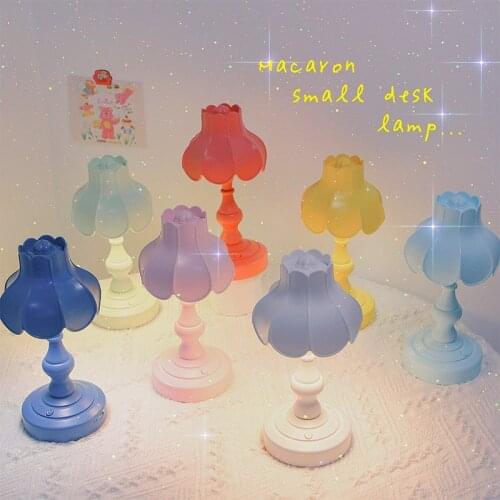 LED Mini Table Lamp USB Recharge Retro Lotus Light Creative Desk Lamp Eye Protection Reading Bedside Night Light Bedroom Decor