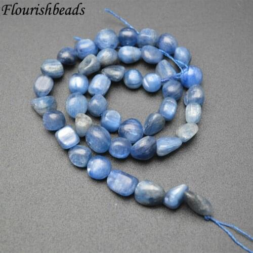 8~10mm Natural Blue Kunzite Smooth Stone Oval Shape Nugget Loose Beads Jewelry Making Supplies 1 Strand