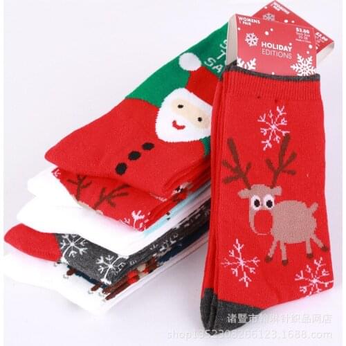 5 Pairs New Womens Snowflake Deer Printed Cotton Casual Socks Ladies Female Girl Men Christmas Gift Hosiery One Size EUR 35-41
