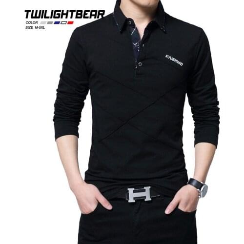 New Men Polo Shirts Male Long Sleeve Pure Cotton Casual Polos Men Brand Clothing Tees Slim Fat Polo Homme M-5XL AF1182