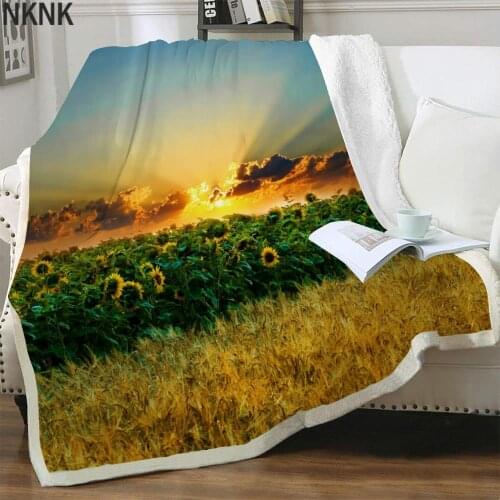 NKNK Brank Sunflower Blankets Sunset Plush Throw Blanket Rainbow Thin Quilt Landscape Bedspread For Bed Sherpa Blanket Animal