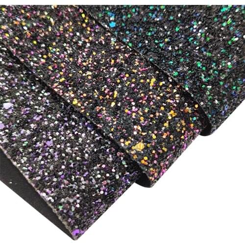 Solid Colors Thick Chunky Glitter Faux Leather Sheet Elastic Backing for DIY Accessories/Hair Bow