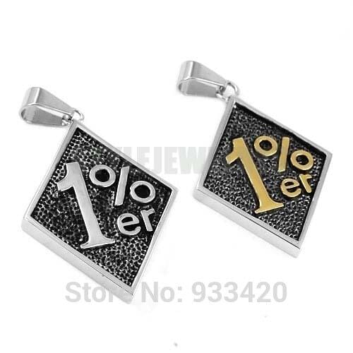 Wolesale 1% ER One Percent Motorcycles Biker Pendant Stainless Steel Jewelry Silver Gold color Fashion Motor Men Pendant SWP0400