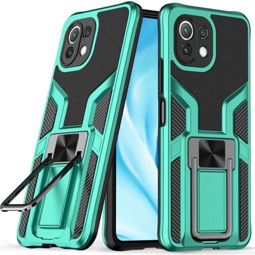 Shockproof Case Metal Ring Military Funda for Xiaomi Mi 11 Lite 5G Back Panel Magnetic Car Phone Holder Shell Mi 11Lite 4G Cover